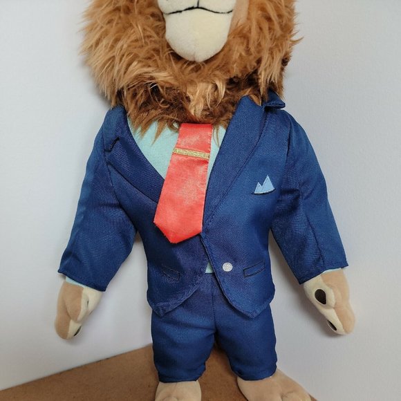 Genuine Original DISNEY Store Stuffed LION in 2pc Navy Suit 17" Plush - Picture 3 of 7
